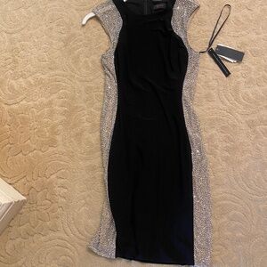 Silver Beaded side cocktail dress